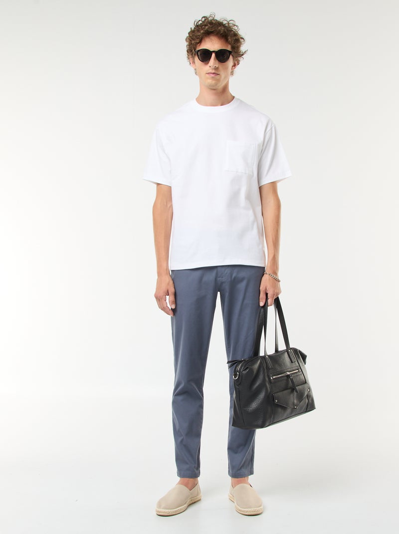 Pantalón de punto de piqué liso Gris - Kiabi
