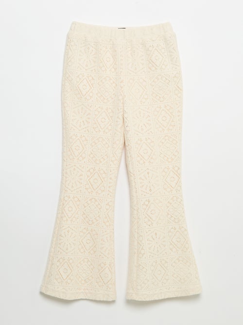 Pantalón de punto efecto ganchillo corte flare - Kiabi Pantalón de punto efecto ganchillo corte flare - Kiabi
