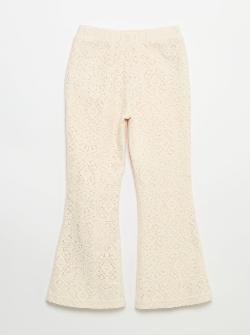 Pantalón de punto efecto ganchillo corte flare Beige - Kiabi