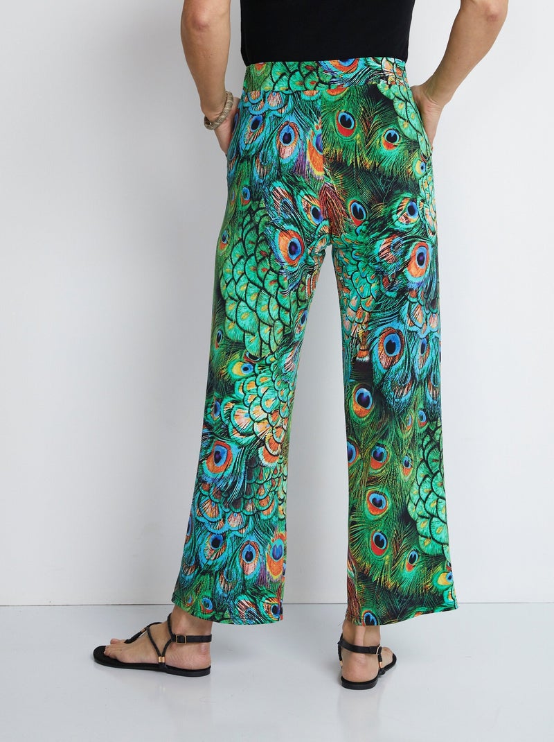Pantalón de punto fluido con cintura elástica - Afibel Verde - Kiabi