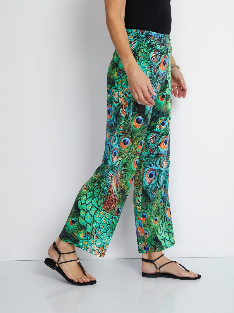 Pantalón de punto fluido con cintura elástica - Afibel Verde - Kiabi