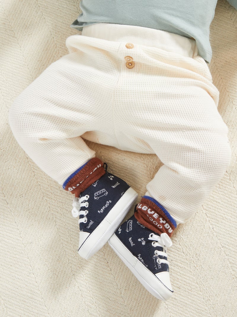 Pantalón de punto gofrado BLANCO - Kiabi