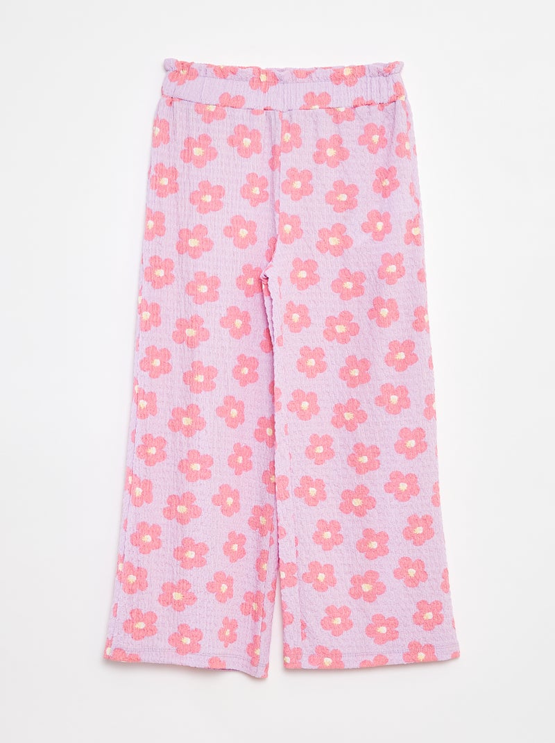Pantalón de punto gofrado con motivos Purpura - Kiabi