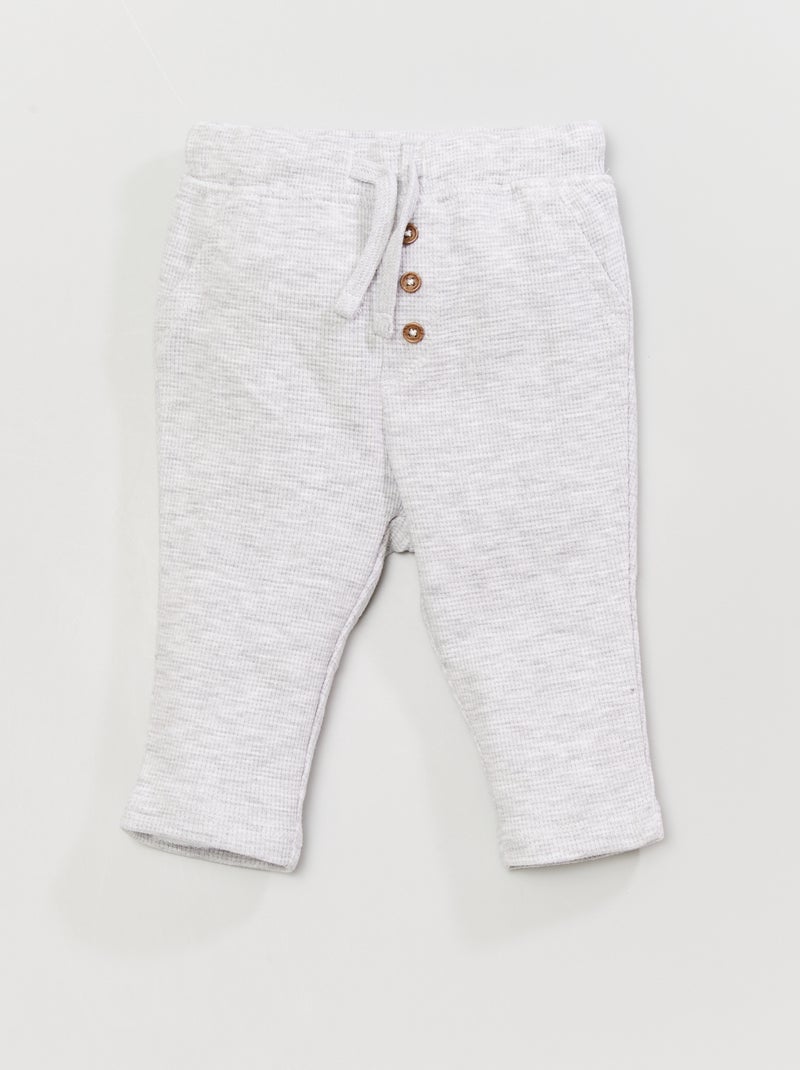 Pantalón de punto gofrado elástico GRIS - Kiabi