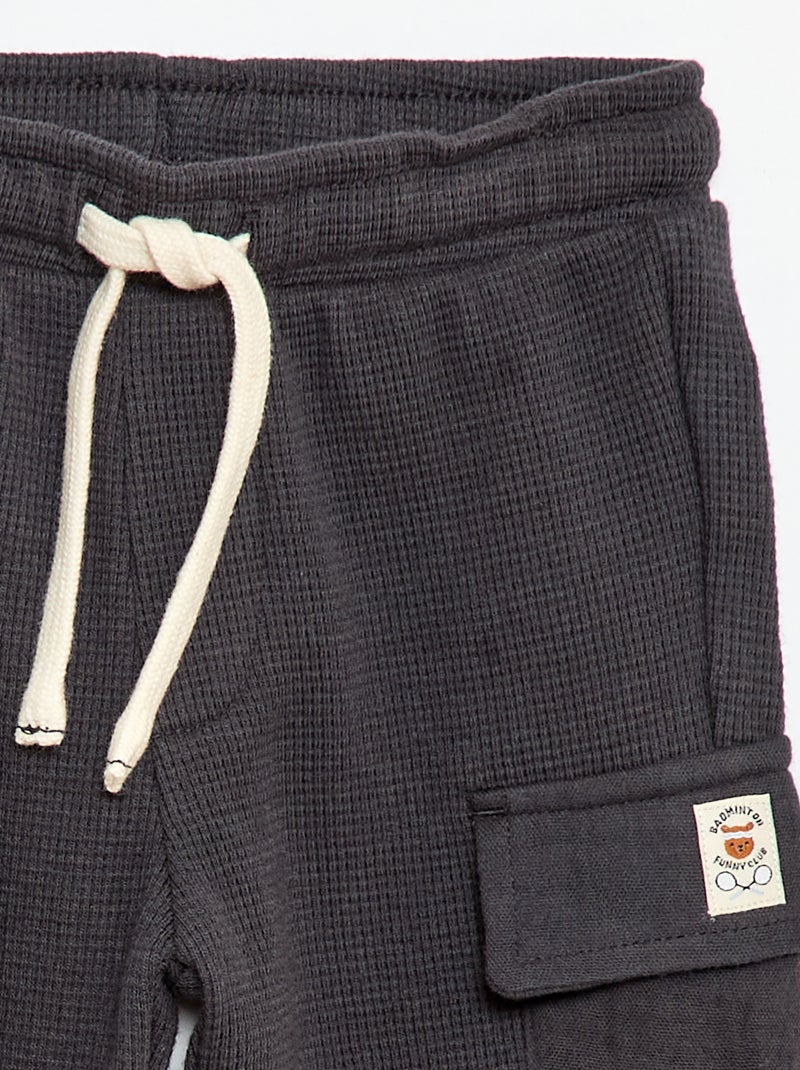 Pantalón de punto gofrado Negro - Kiabi