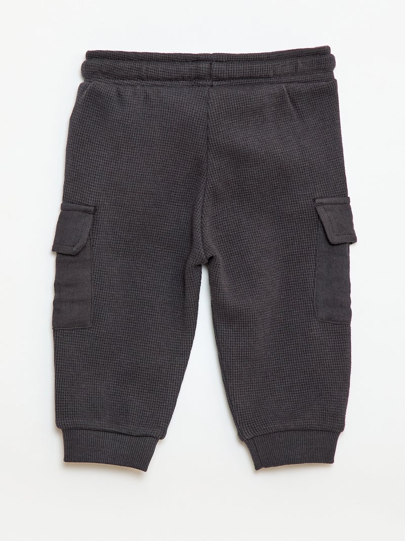 Pantalón de punto gofrado Negro - Kiabi