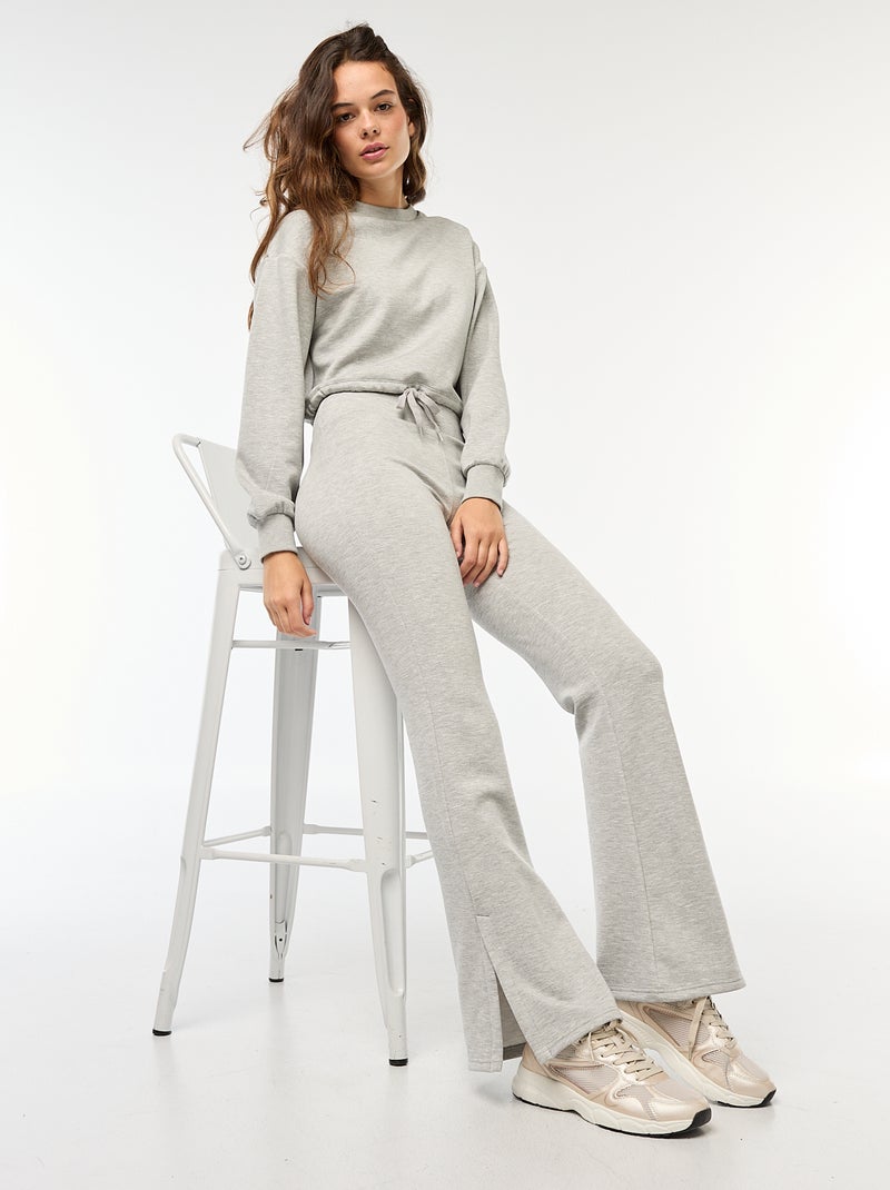 Pantalón de punto grueso y suave corte bootcut Gris - Kiabi