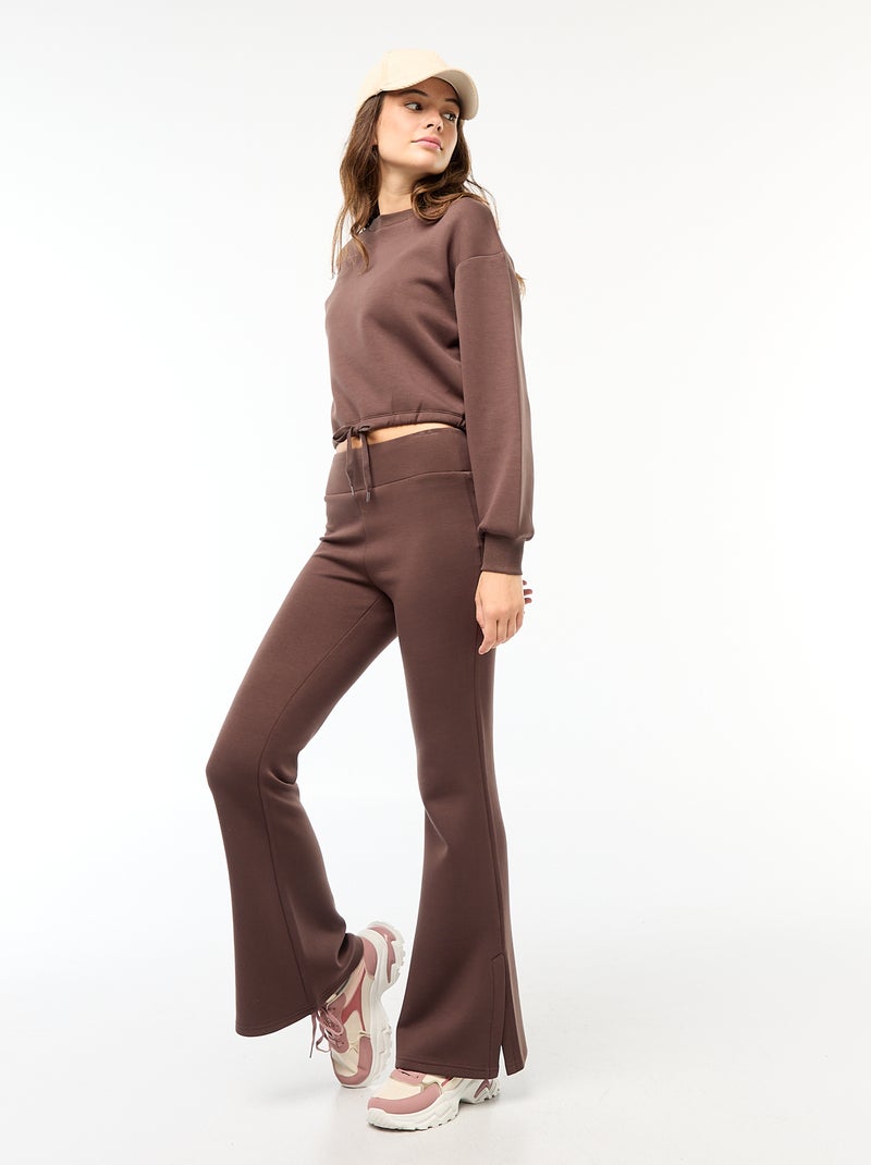 Pantalón de punto grueso y suave corte bootcut Marron - Kiabi