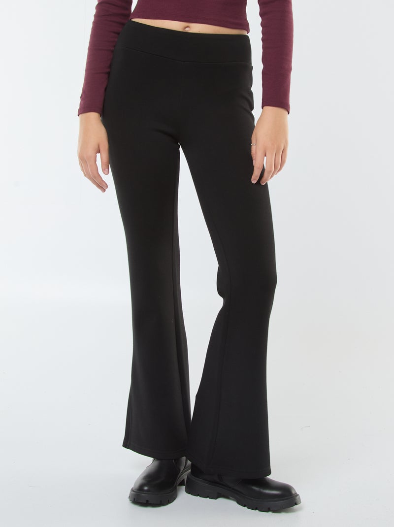 Pantalón de punto grueso y suave corte bootcut negro - Kiabi