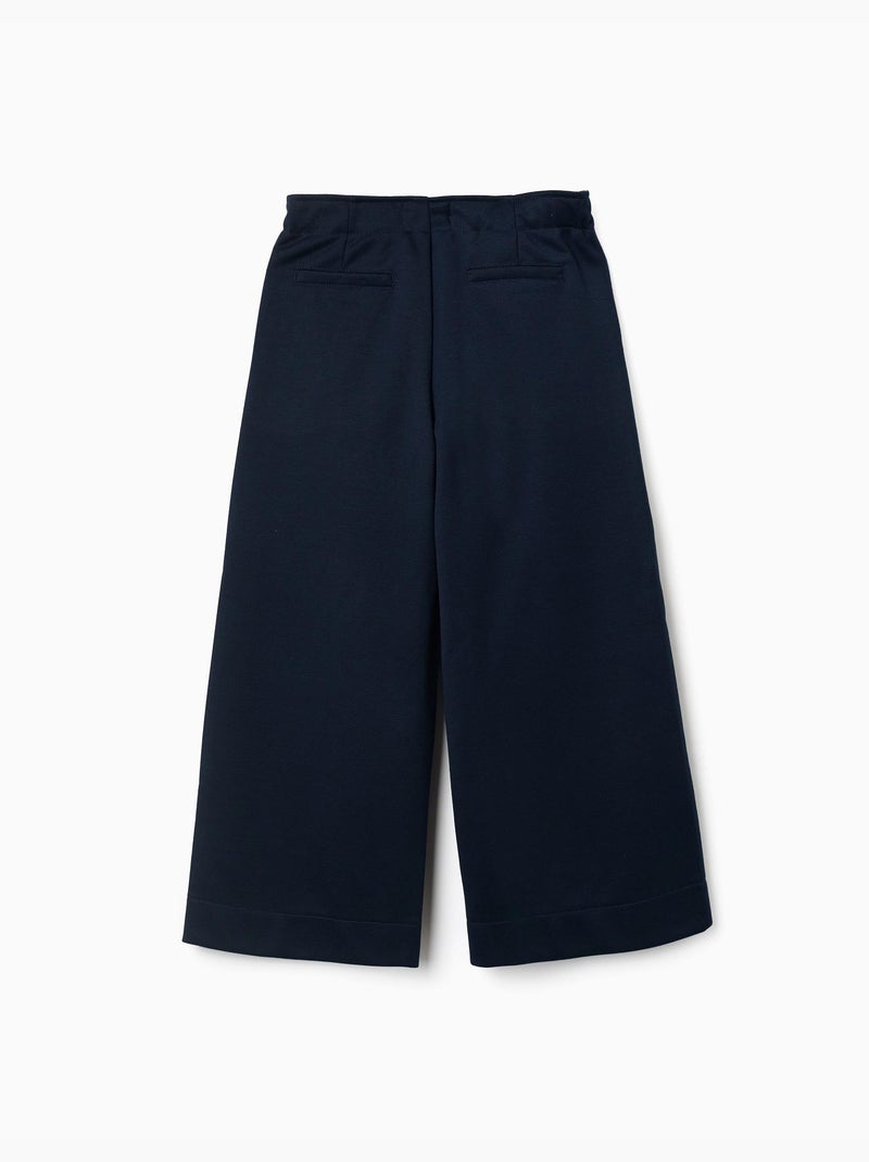Pantalón de punto interlock de pierna ancha Azul oscuro - Kiabi