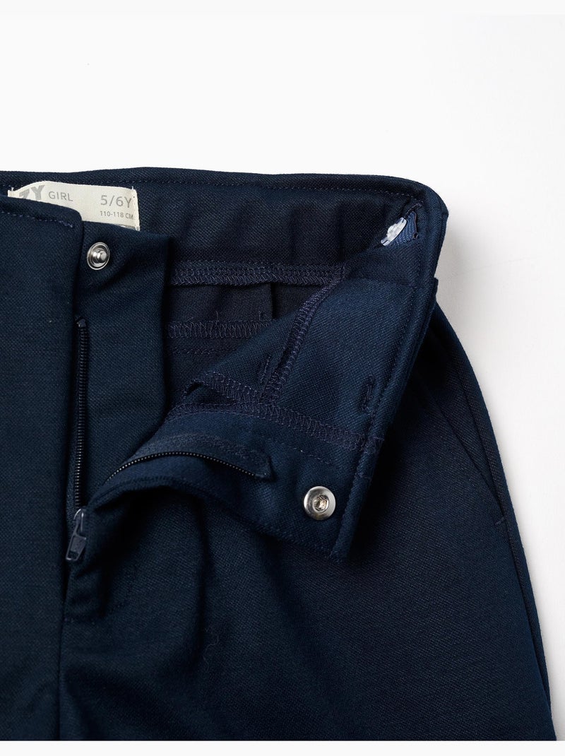 Pantalón de punto interlock de pierna ancha Azul oscuro - Kiabi