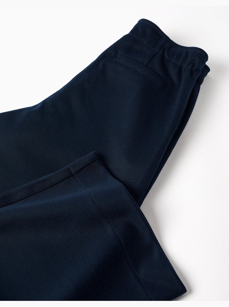 Pantalón de punto interlock de pierna ancha Azul oscuro - Kiabi