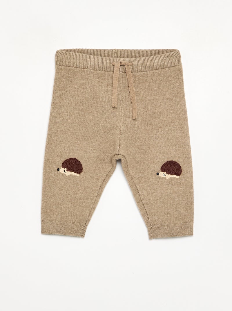 Pantalón de punto liso Beige - Kiabi