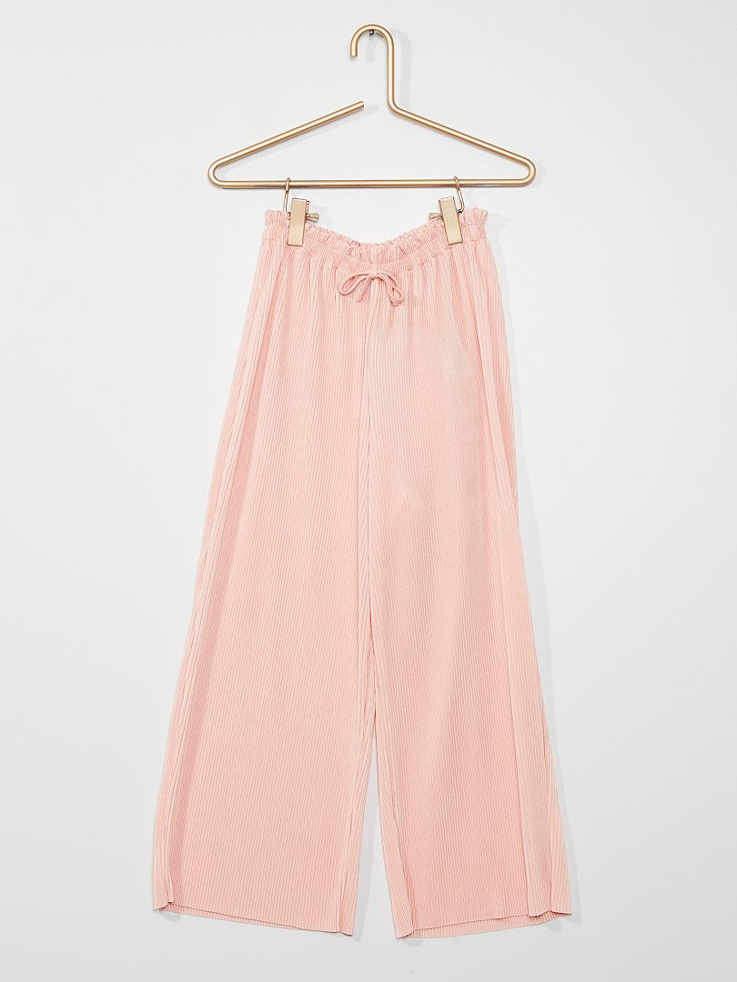Pantalón de punto plisado rosa - Kiabi