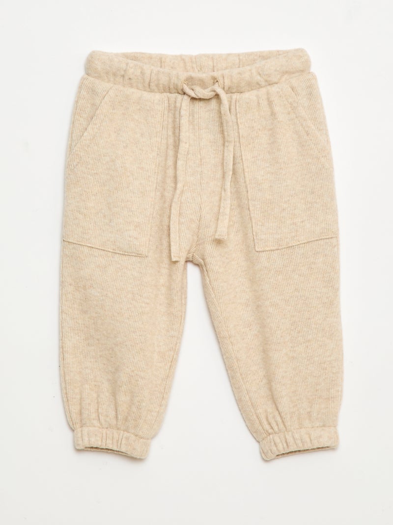 Pantalón de punto suave Beige - Kiabi