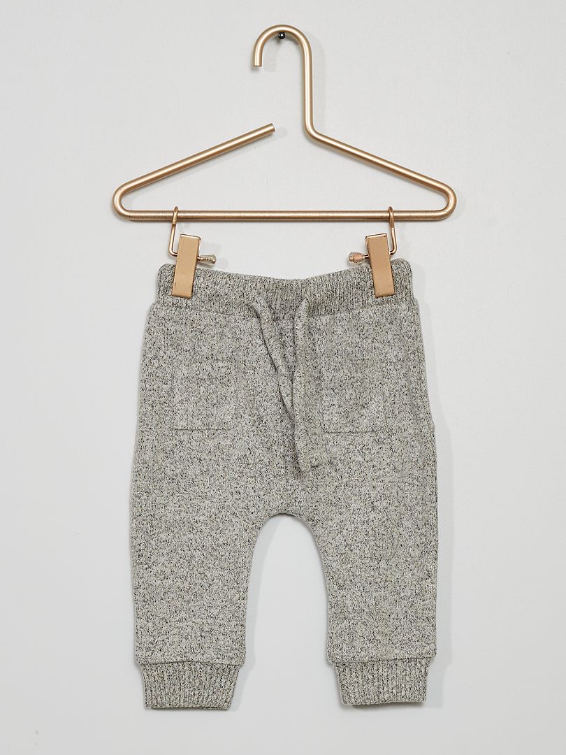 Pantalón de punto suave jaspeado gris - Kiabi