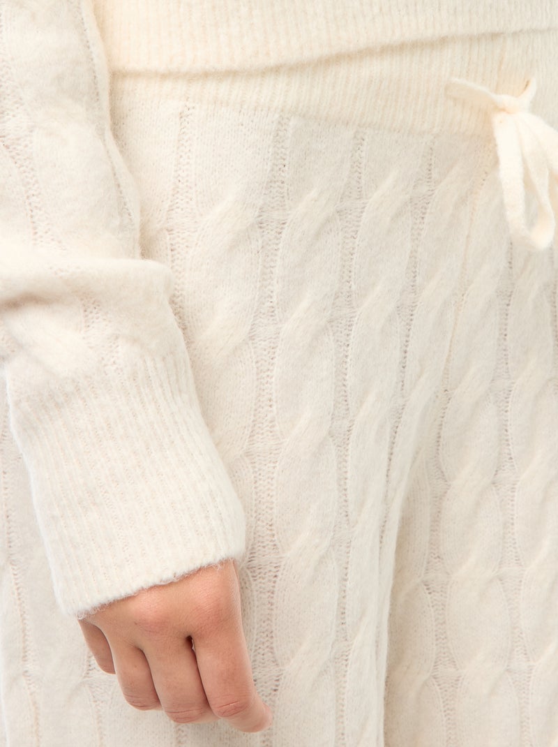 Pantalón de punto trenzado Beige - Kiabi