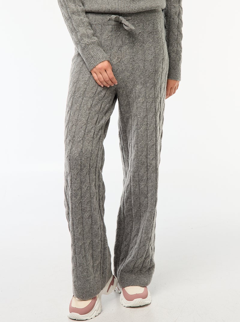 Pantalón de punto trenzado Gris Adolescente chica Kiabi