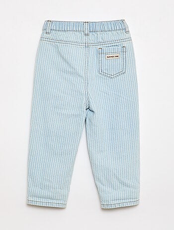Pantalón de rayas denim ajustable en algodón