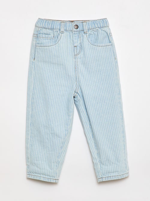 Pantalón de rayas denim ajustable en algodón - Kiabi