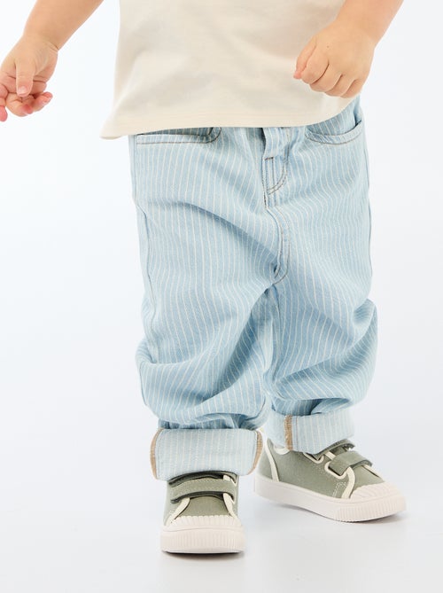 Pantalón de rayas denim ajustable en algodón - Kiabi