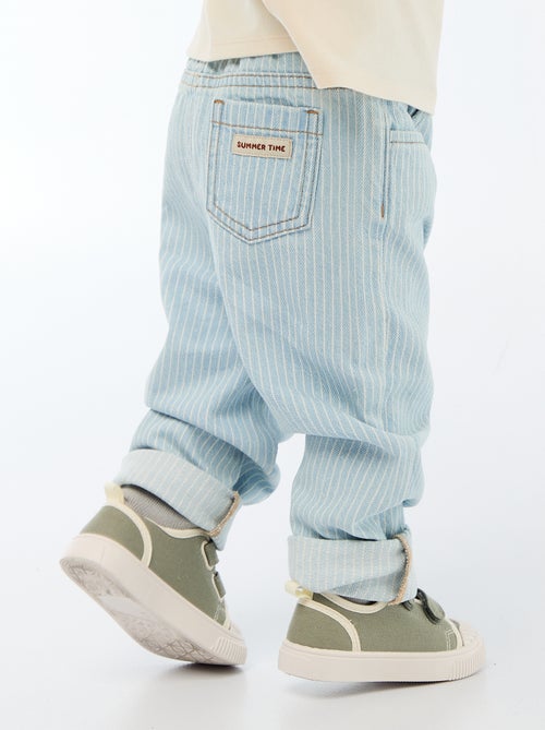 Pantalón de rayas denim ajustable en algodón - Kiabi