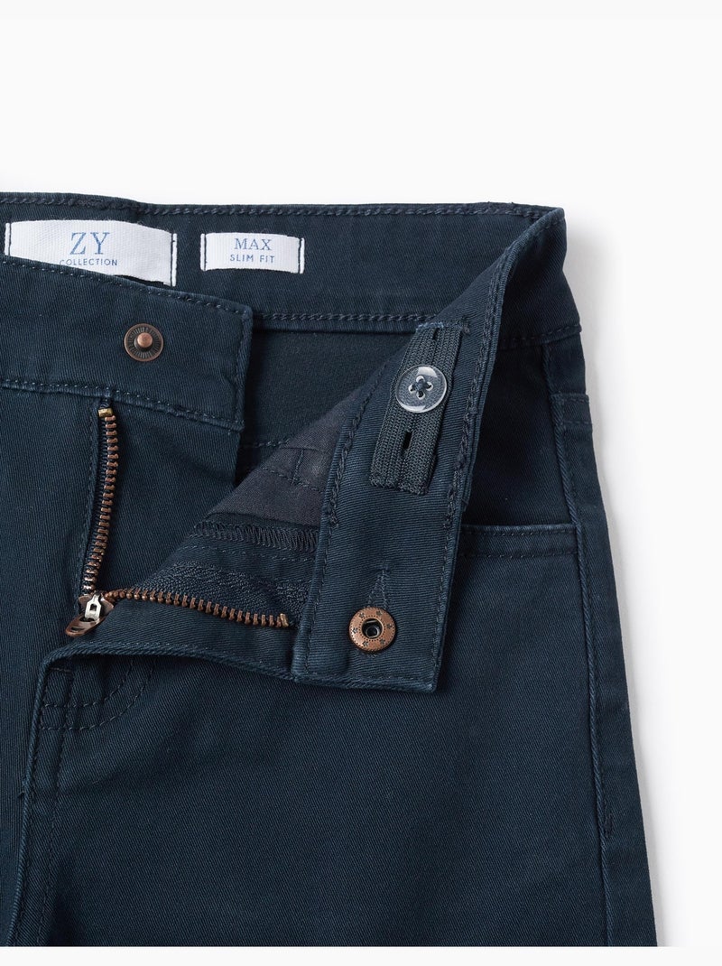 Pantalón de sarga ajustado Azul oscuro - Kiabi