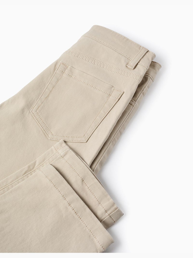 Pantalón de sarga ajustado Beige claro - Kiabi