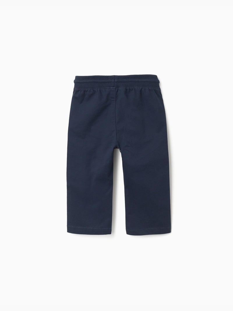 Pantalón de sarga ajustado con cordón Azul oscuro - Kiabi