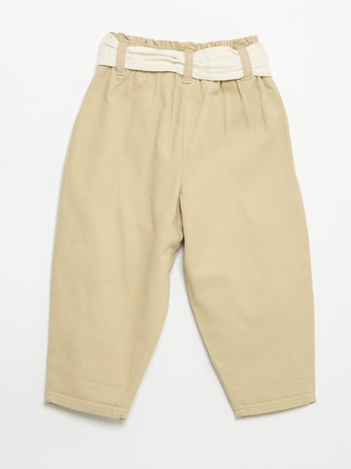 Pantalón de sarga + cinturón anudable - Kiabi