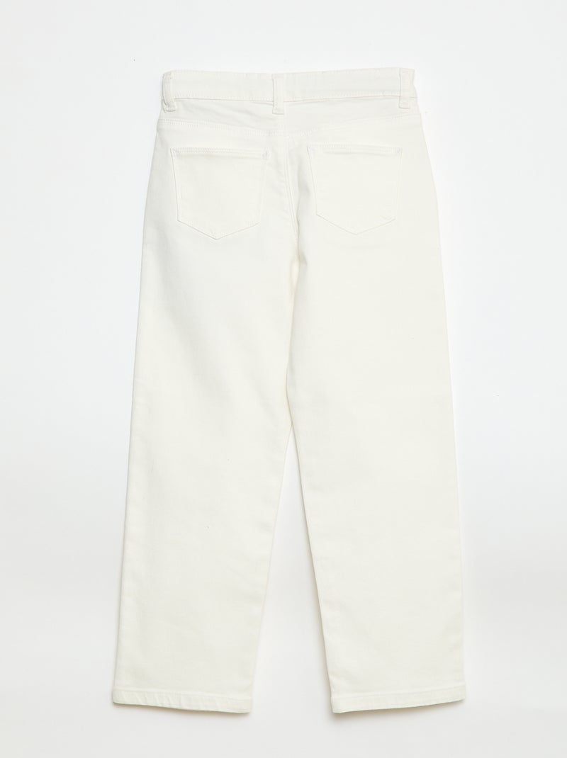 Pantalón de sarga con automáticos - Corte + cómodo Blanco - Kiabi