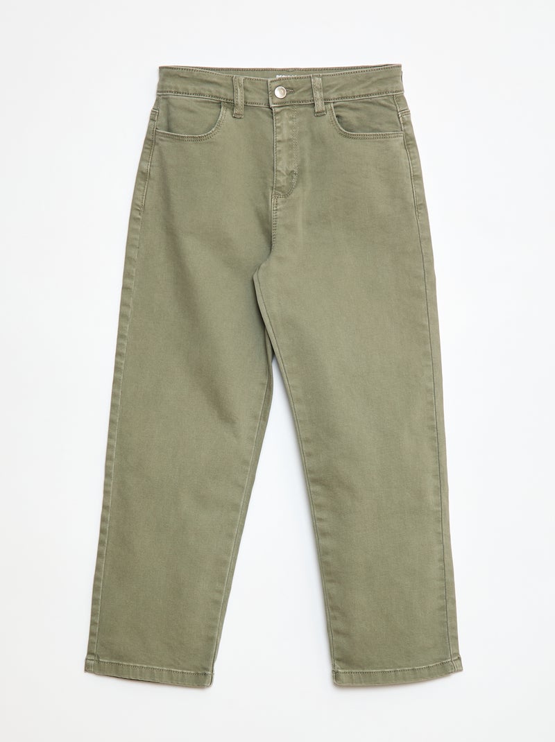 Pantalón de sarga con automáticos - Corte + cómodo Verde - Kiabi