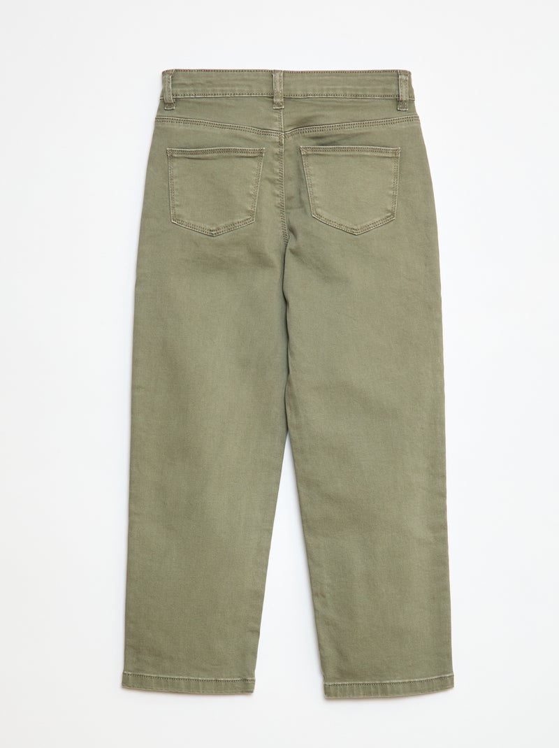 Pantalón de sarga con automáticos - Corte + cómodo Verde - Kiabi