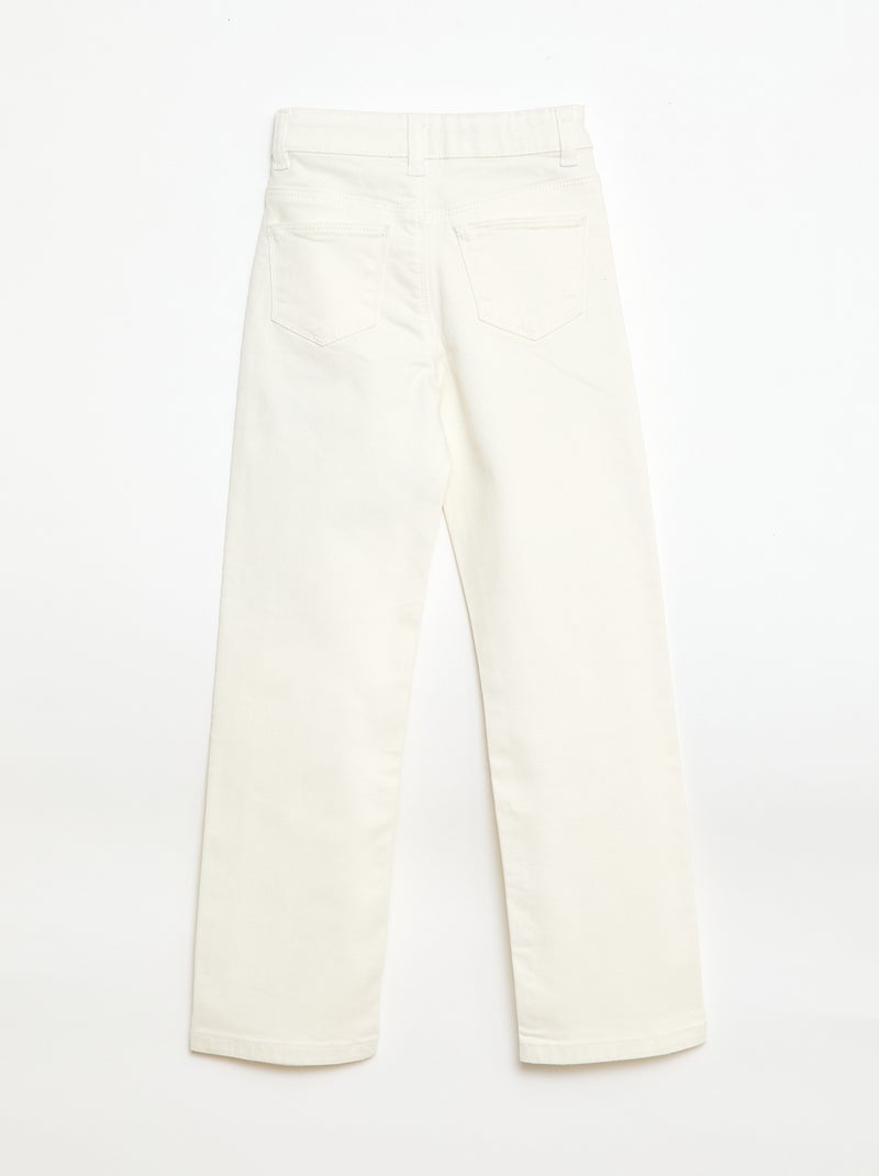 Pantalón de sarga con automáticos Blanco - Kiabi