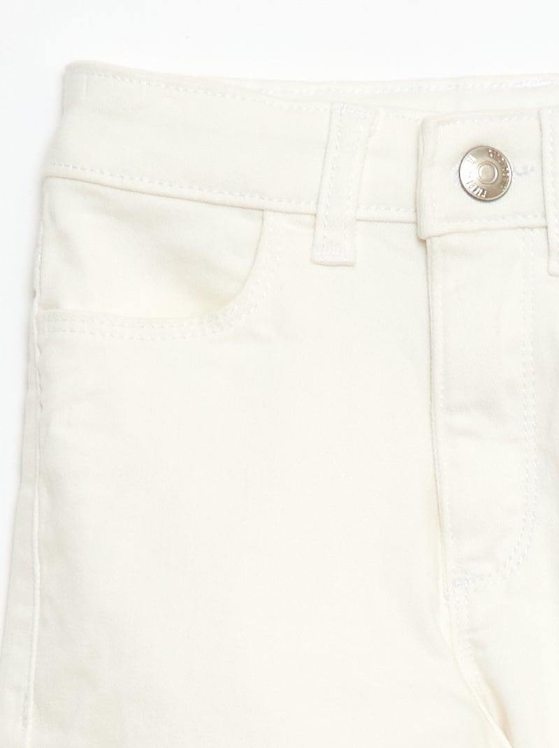 Pantalón de sarga con automáticos Blanco - Kiabi