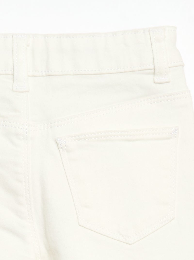 Pantalón de sarga con automáticos Blanco - Kiabi