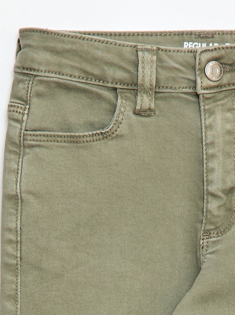 Pantalón de sarga con automáticos Verde - Kiabi