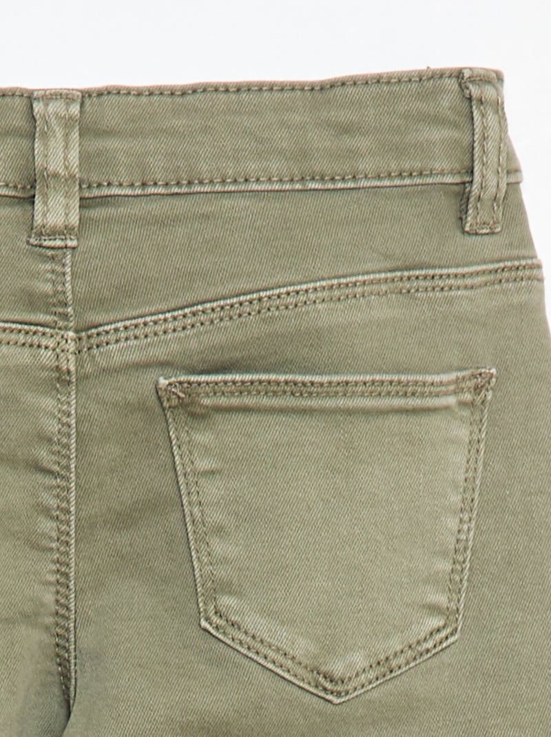 Pantalón de sarga con automáticos Verde - Kiabi