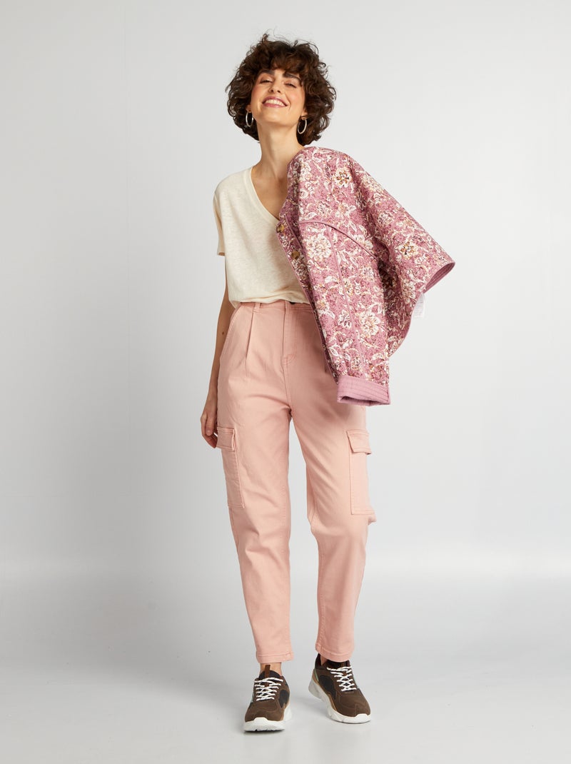 Pantalón de sarga con bolsillos con solapa - L27 ROSA - Kiabi