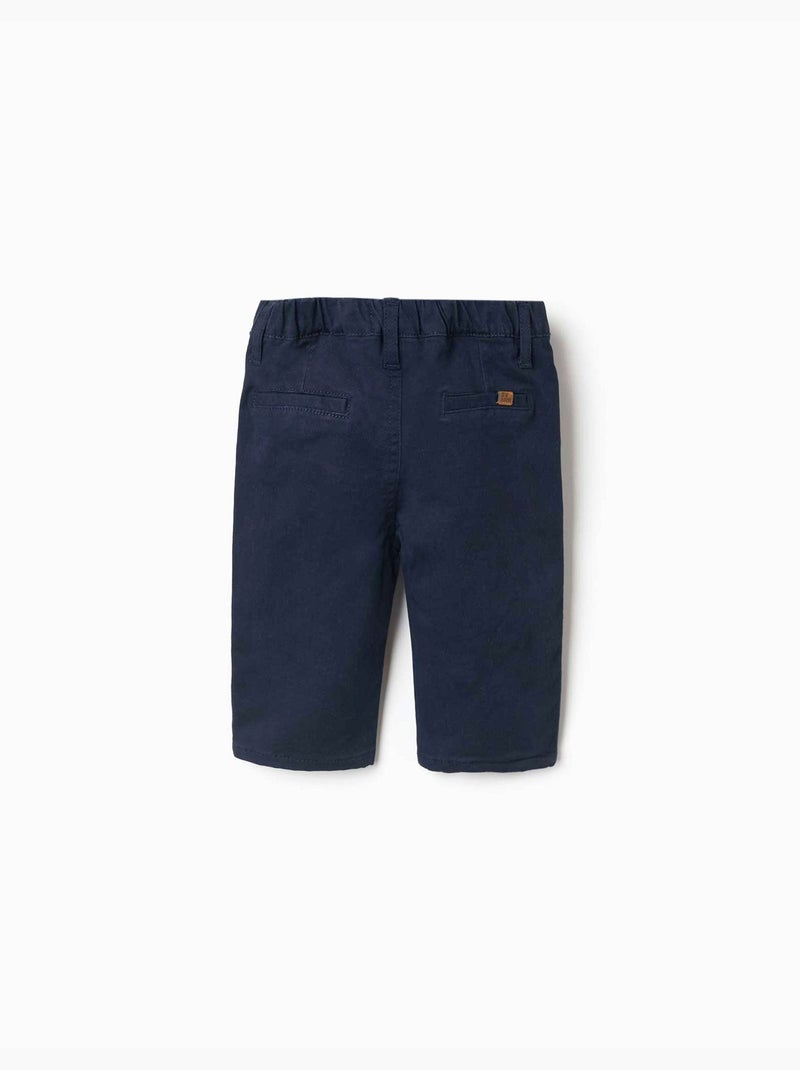 Pantalón de sarga con cintura elástica Azul oscuro - Kiabi
