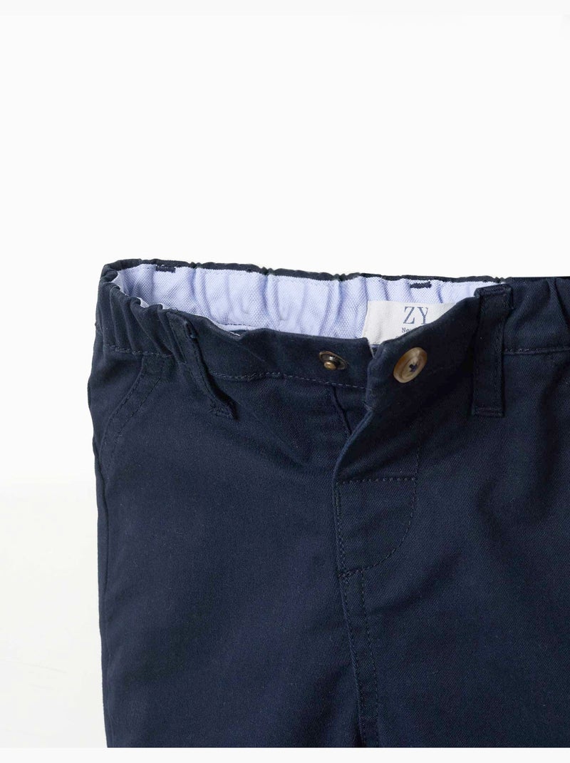 Pantalón de sarga con cintura elástica Azul oscuro - Kiabi