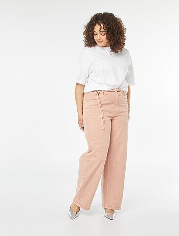 Pantalón de sarga con cinturón fino anudable