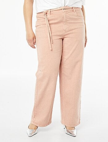 Pantalón de sarga con cinturón fino anudable