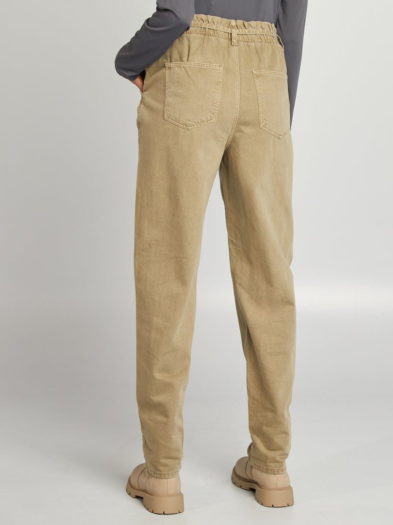 Pantalón de sarga con cinturón fino anudable VERDE - Kiabi