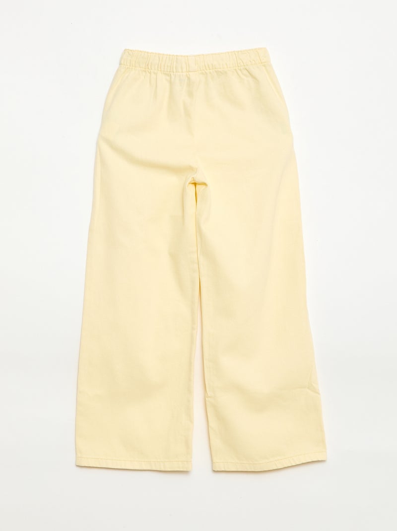 Pantalón de sarga con cordones ajustables Amarillo - Kiabi