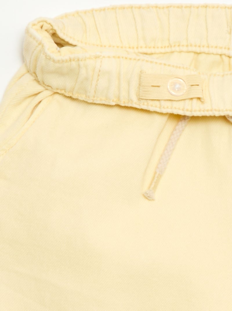 Pantalón de sarga con cordones ajustables Amarillo - Kiabi