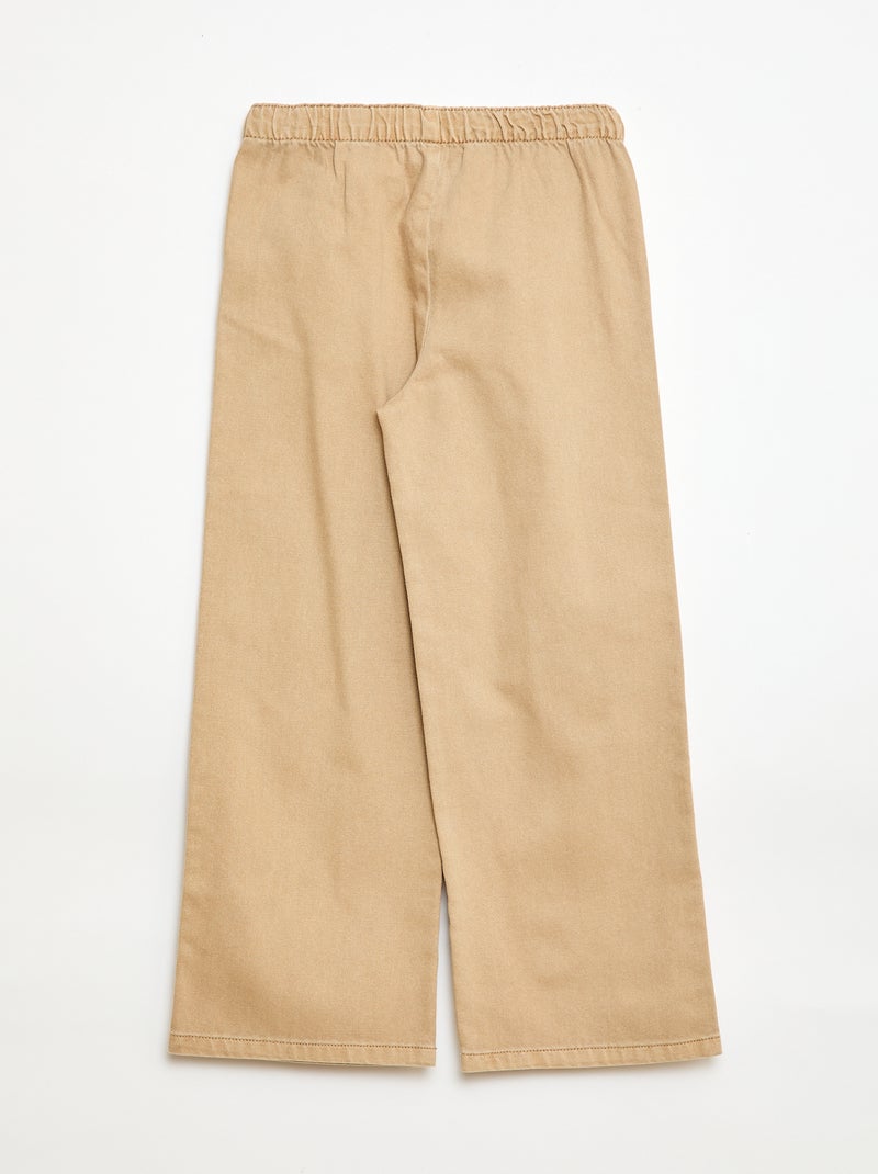 Pantalón de sarga con cordones ajustables Beige - Kiabi