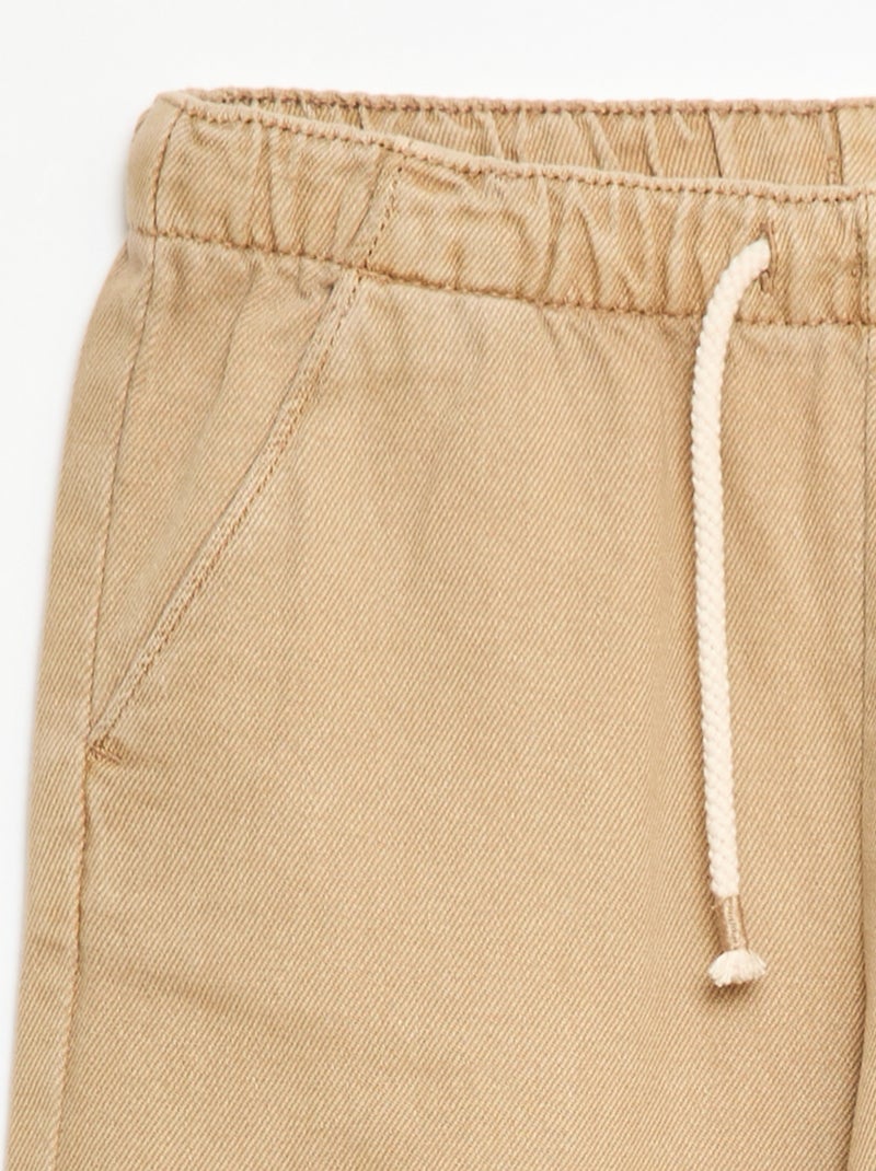 Pantalón de sarga con cordones ajustables Beige - Kiabi