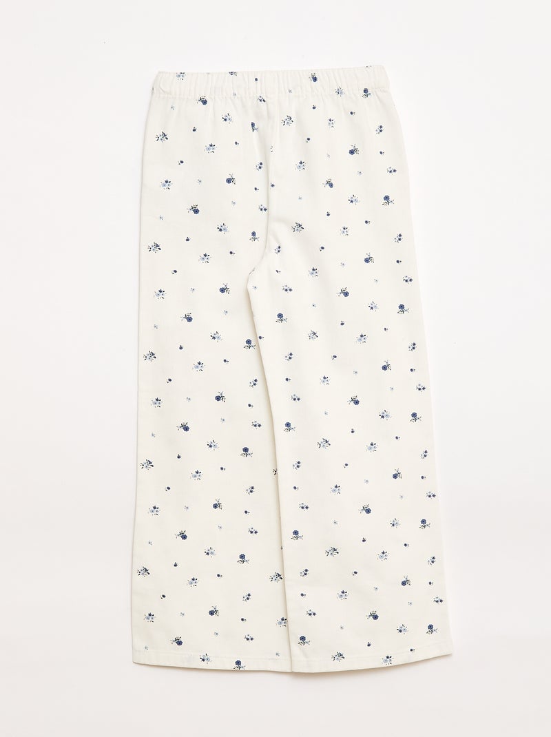 Pantalón de sarga con cordones ajustables Blanco - Kiabi