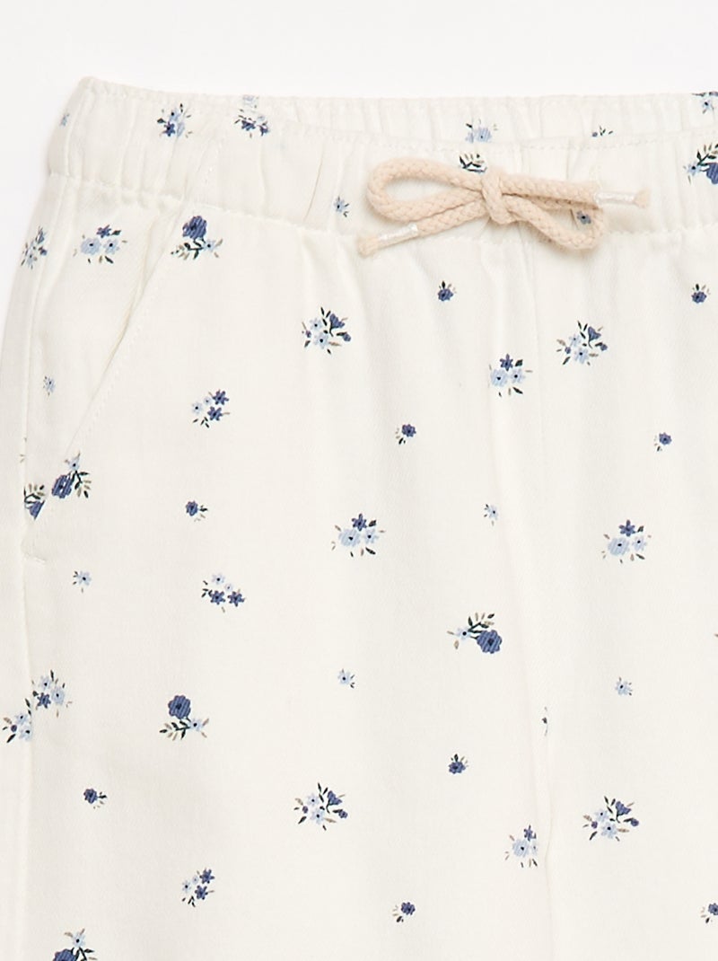 Pantalón de sarga con cordones ajustables Blanco - Kiabi